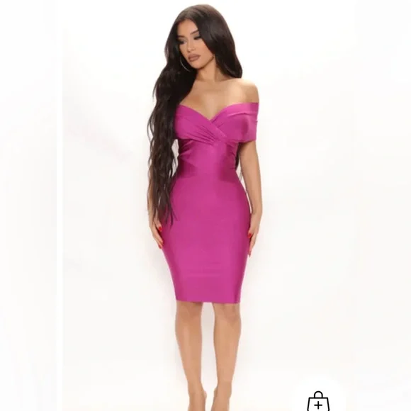 Fashion Nova | Dresses | Fuschia Bandage Midi Dress | Poshmark